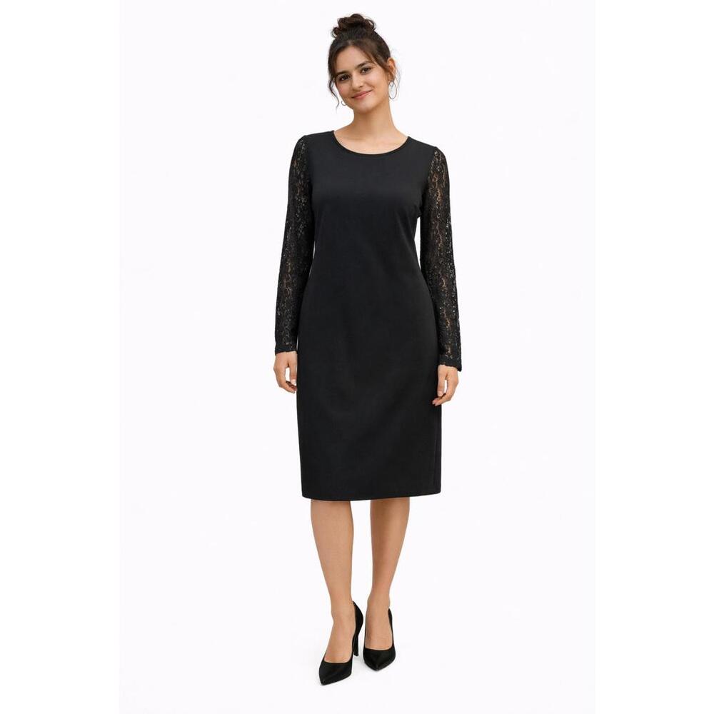 Tommy Hilfiger Black Dress Lace Sheer Long Sleeve Women’s Size 14